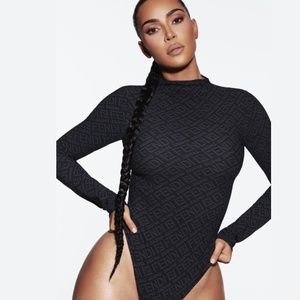 BRAND NEW!!! Fendi x SKIMS Mock Neck Long Sleeve Bodysuit - SZ. XL Color: Black